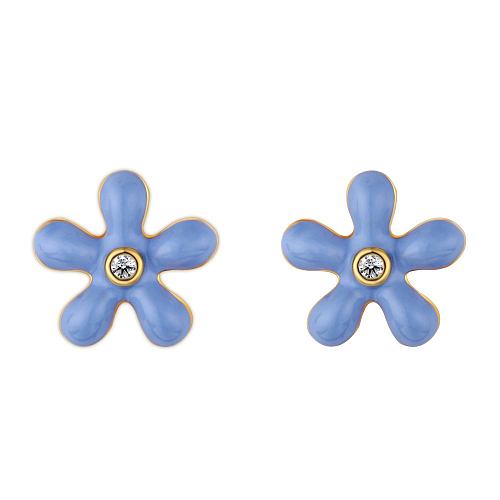 Sterling Silver Enamel Flower Stud Earrings