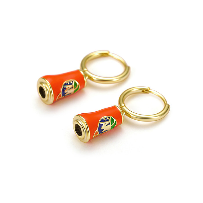 Kids  Silver Fanta Drink Hoop Earrings