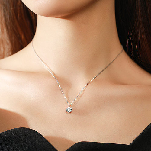 Sterling Silver Sparkle Round Zirconia Necklaces