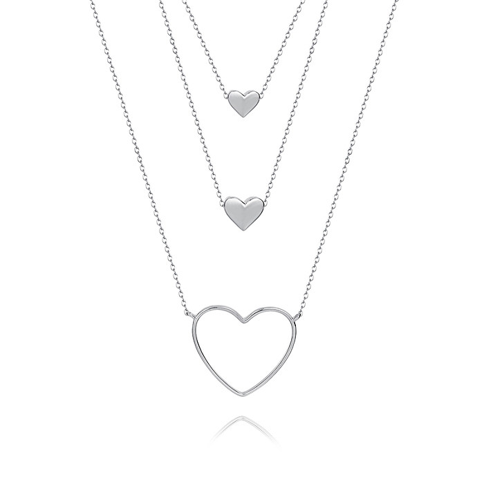 Mehrschichtige Halskette mit dreifachem Herz-Anhänger aus Sterlingsilber