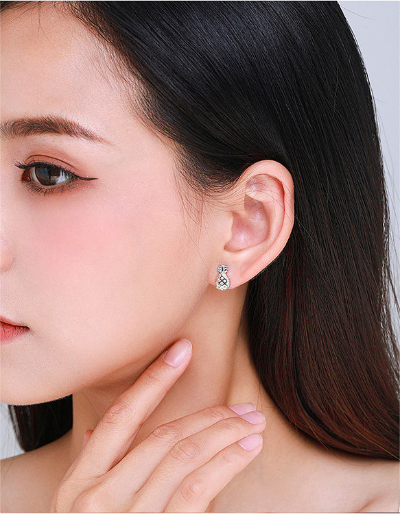 Kids  Silver Zirconia Pineapple Stud Earring