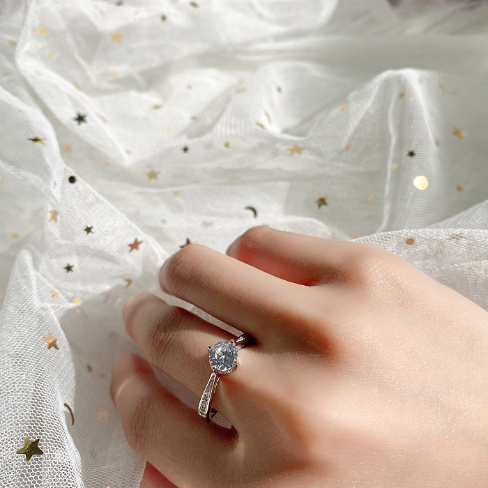Silver Cubic Zirconia Solitaire Ring