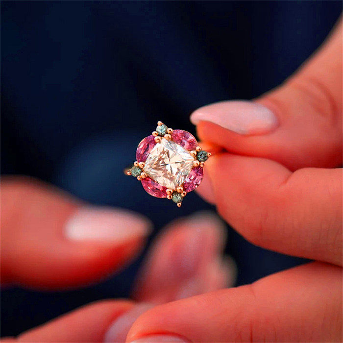 Silver Square Zirconia Open Band Ring