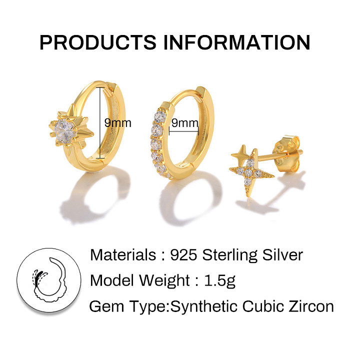pcs Silver Cubic Zirconia Earring Set