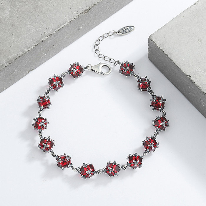 Bracelets chaîne en zircone rouge avec pierre d'anniversaire