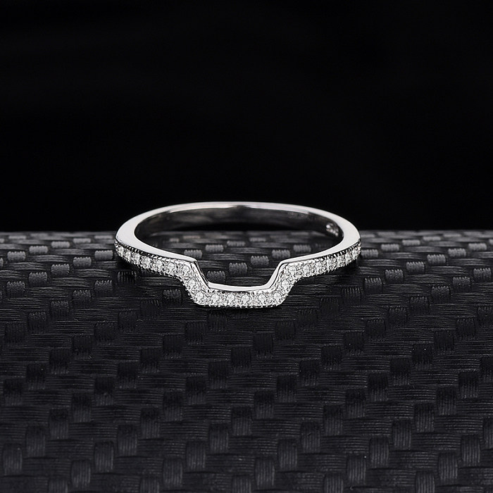 Silver Cubic Zirconia U Shape Band Ring