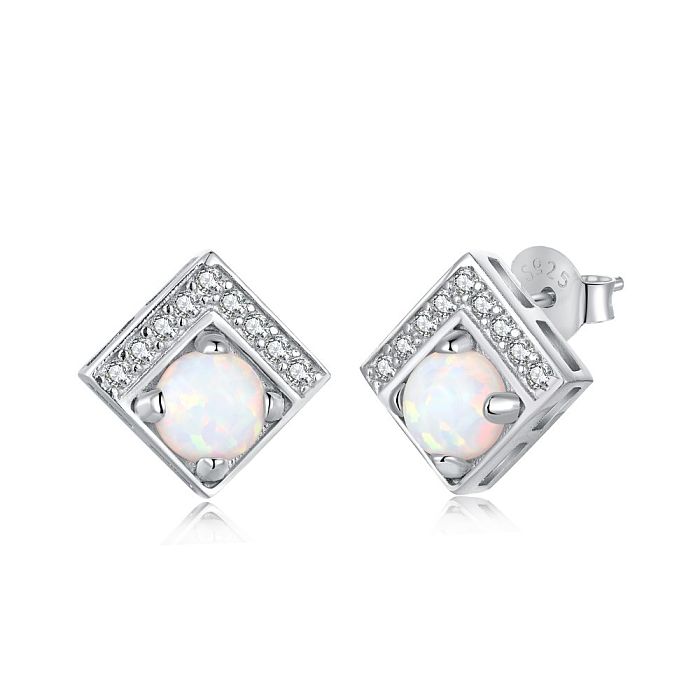 Vintage Zirconia Opal Stud Earring