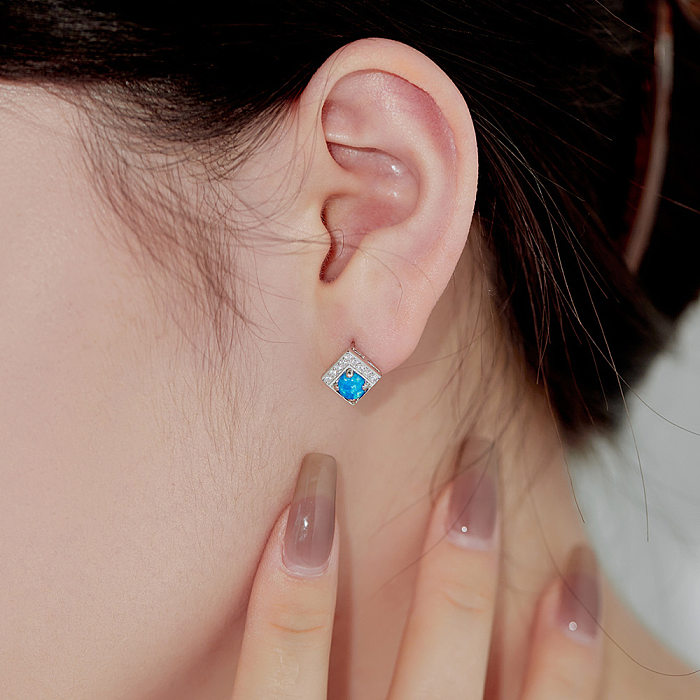 Boucle d'oreille vintage en opale et zircone