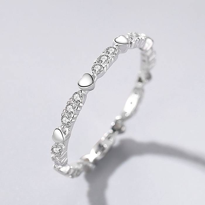 Shiny Heart Zirconia Stackable Band Ring