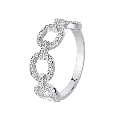 Silver Cubic Zirconia Chain Band Ring