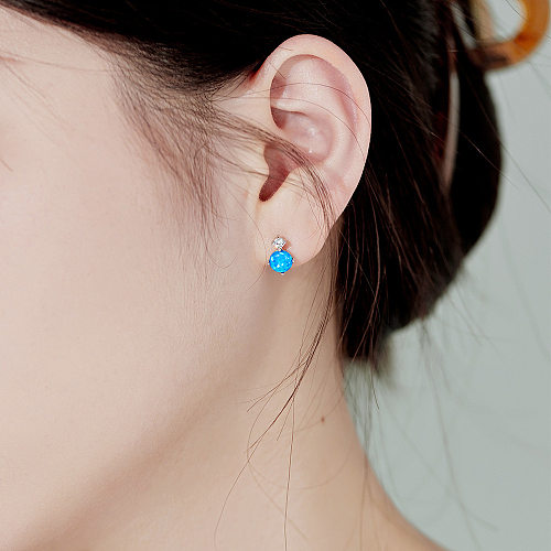 Shiny Zirconia Opal Stud Earring