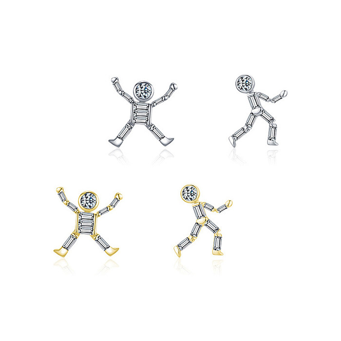 Kids  Silver Zirconia Dancing Robot Stud Earring