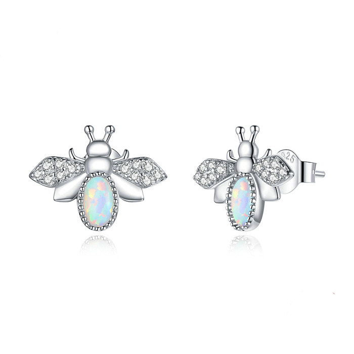 Lovely Bee Opal Stud Earring
