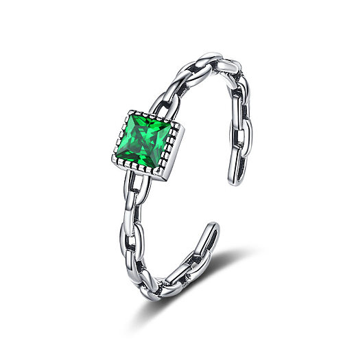 Sterling Silver Chain Green Zirconia Toe Rings