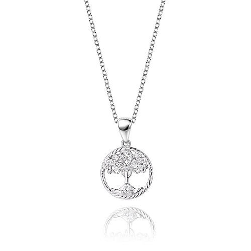 Collier pendentif arbre généalogique en zircone cubique