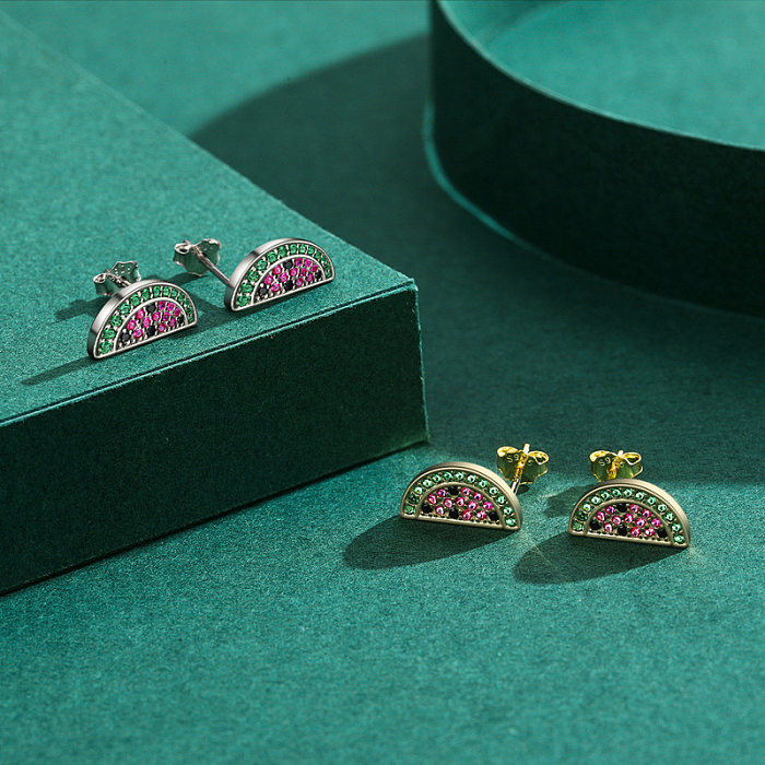Kids  Silver Zirconia Watermelon Stud Earring