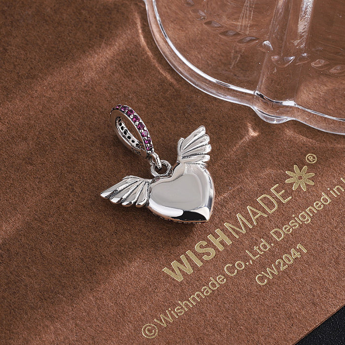 Vintage Zirconia Wing Heart Pendants