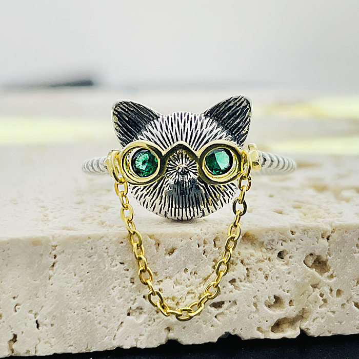 Vintage Doctor Cat Chain Open Rings