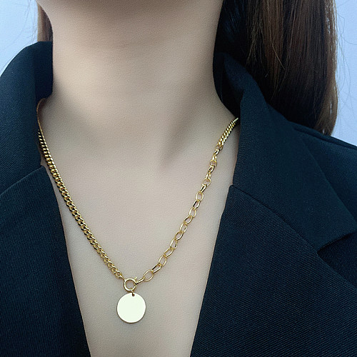 Thick Chain Circle Pendant Necklace