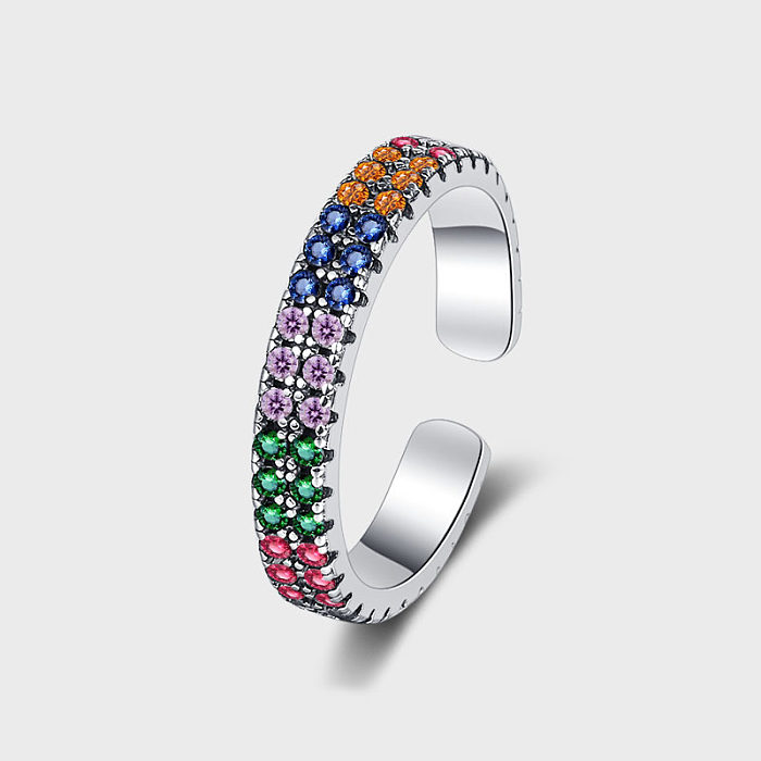 Vintage Colorful Zirconia Open Rings