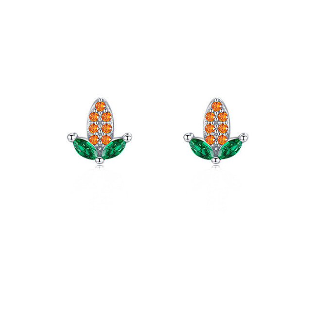 Kids  Silver Zirconia Corn Stud Earring