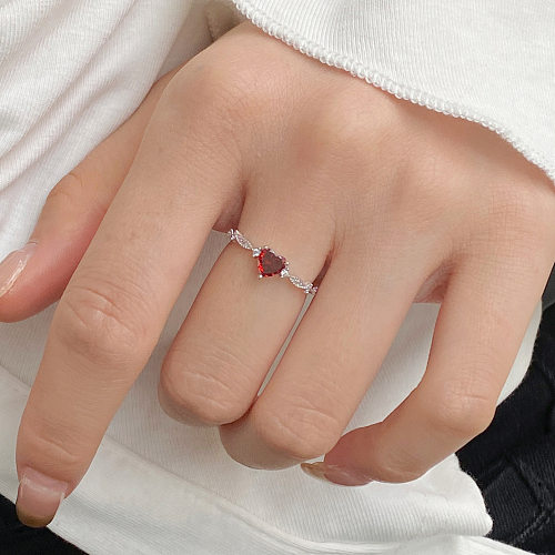 Red Zirconia Heart Wedding Party Ring