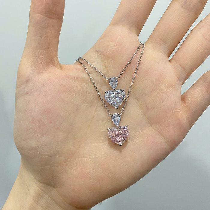 Sterling Silver A Heart Zirconia Necklaces