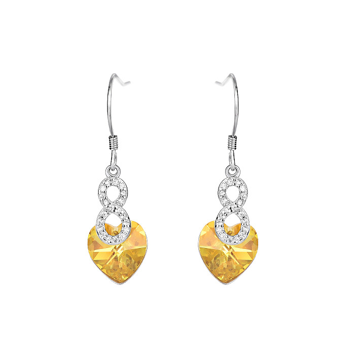 Austrian Crystals Love Heart Cubic Zirconia Dangle Earring