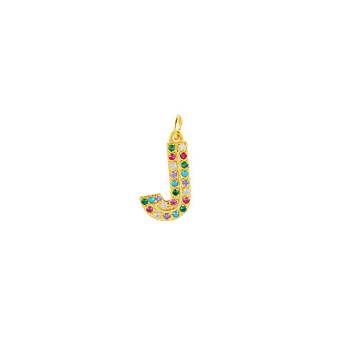 Colorful Zirconia Silver Sterling Letter J Pendant