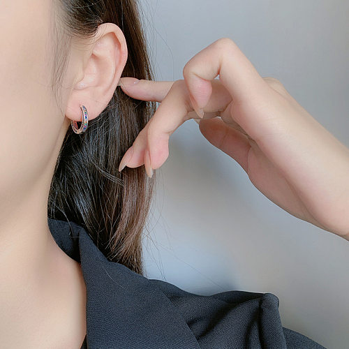 Full Rainbow Zirconia Hoop Earrings