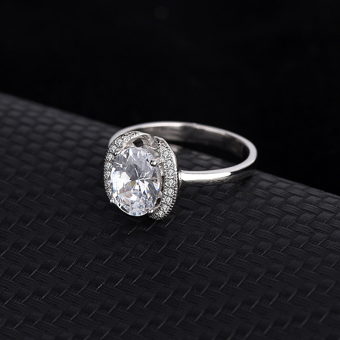 Silver Cubic Zirconia Solitaire Ring