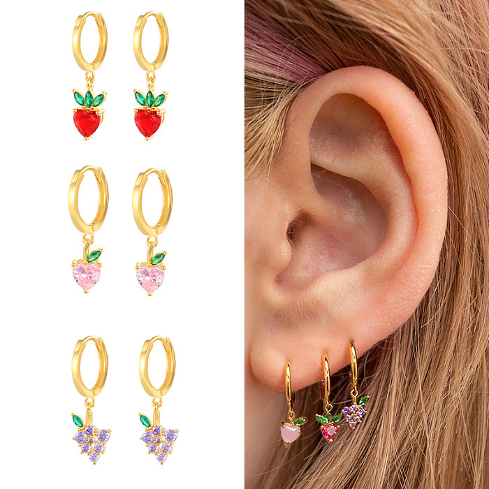 Pendientes de aro infantiles plateados con fruta de limón
