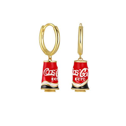 Kids  Silver Coca Cola Hoop Earrings