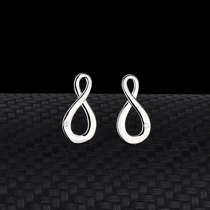 Silver Cubic Zirconia Infinity Stud Earring