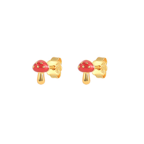 Kids  Silver Mushroom Stud Earrings