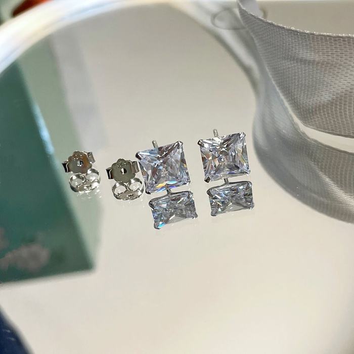 A Square Zirconia Stud Earring