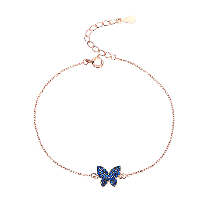 Pulsera de cadena de mariposa con circonitas cúbicas plateadas