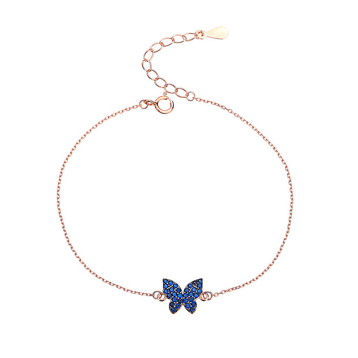 Bracelet chaîne papillon en argent et zircons cubiques