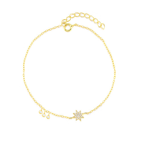 Pulsera de cadena de plata de ley con estrellas de circonitas