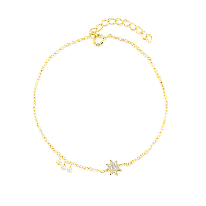 Zirconia Stars Sterling Silver Chain Bracelet