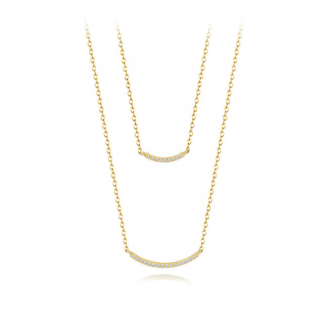 Sterling Silver Zirconia Smile Layered Necklace