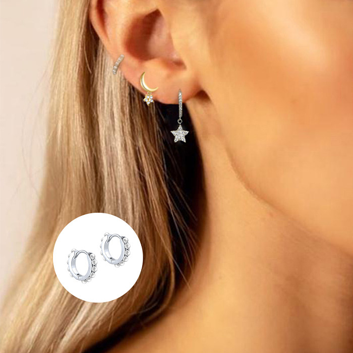 Sterling Silver Pearls Hoop Earrings