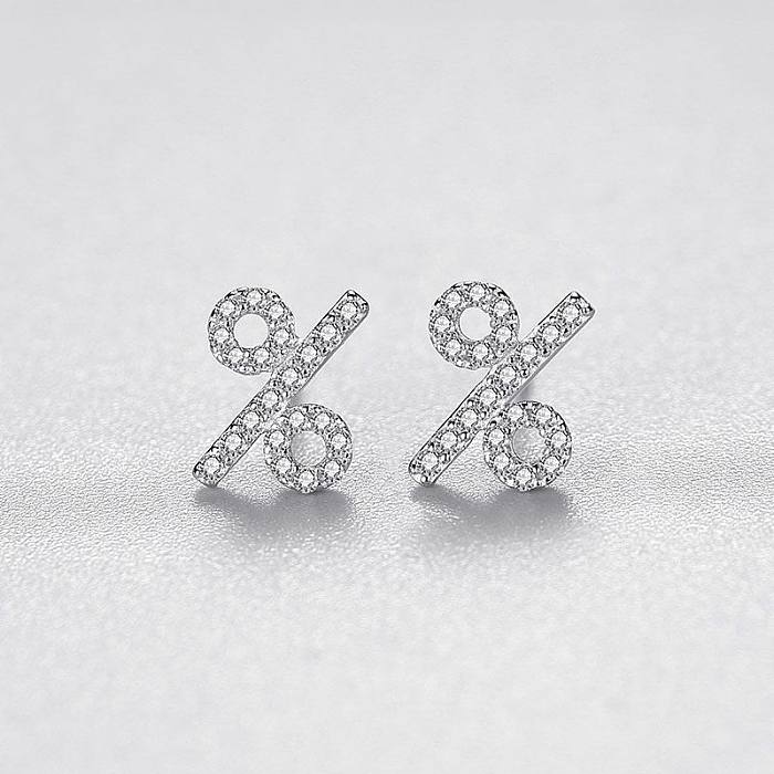 Sterling Silver Zirconia Symbol Stud Earrings