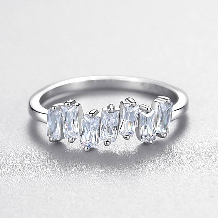 Sterling Silver Zirconia Cube Band Rings