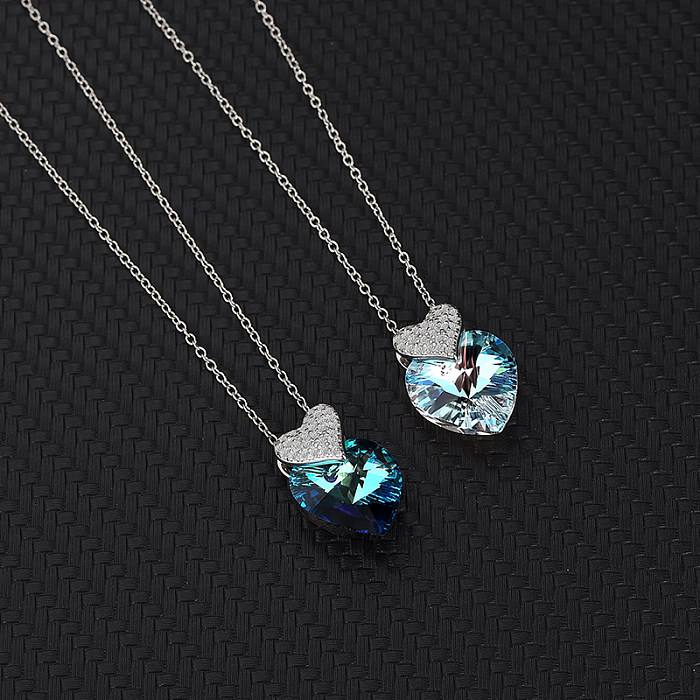 Austrian Crystals Love Heart Cubic Zirconia Pendant Necklace