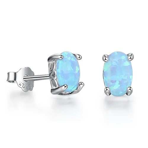 Vintage Oval Opal Stud Earring