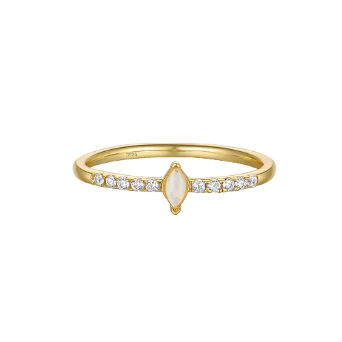 Silver Zirconia Opal Band Ring