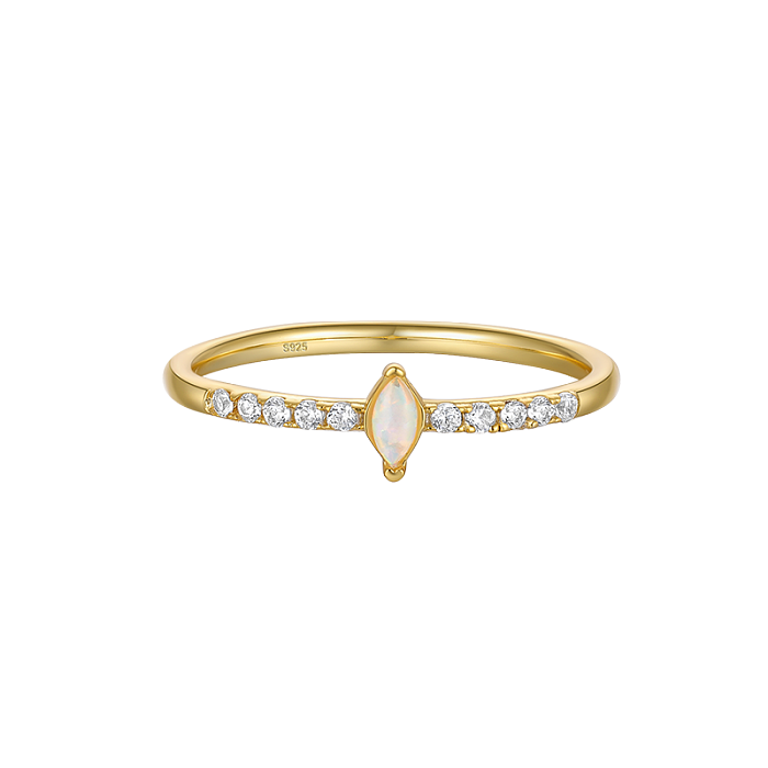 Silver Zirconia Opal Band Ring