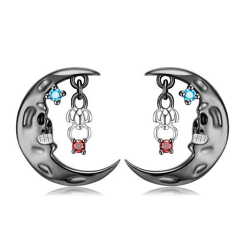 Stempunk Moon Zirconia Stud Earring