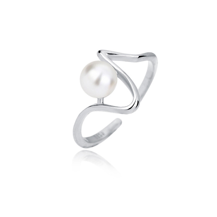 Sterling Silver Waved Pearl Toe Ring